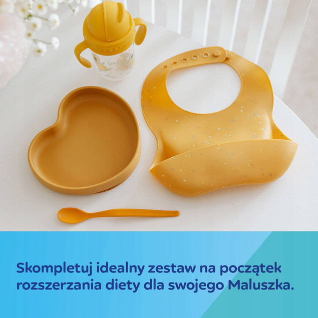 CANPOL Śliniaczek Śliniak Sylikonowy Z Kieszonką Beżowy Kropki 4M+ 51/029