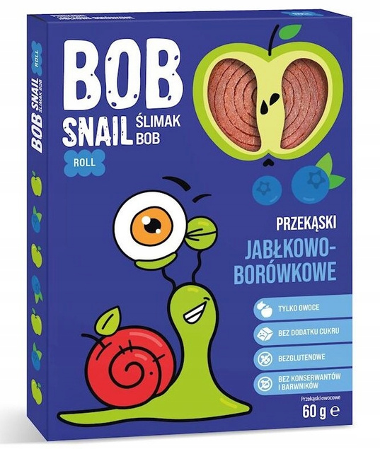 4x Przekąski BOB SNAIL Owocowe MIX Jabłko Malina Truskawka Bez Cukru 240g