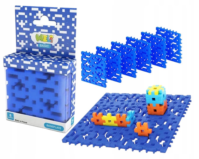 Meli Basic Blue Baseplate 6 sztuk – Płytki do Klocków 8,4x8,4cm