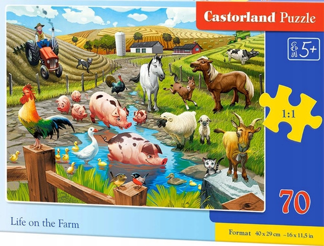 Puzzle 70 Układanka Farma GOSPODARSTWO Zwierzęta Wieś Na Wsi 5+ Castorland