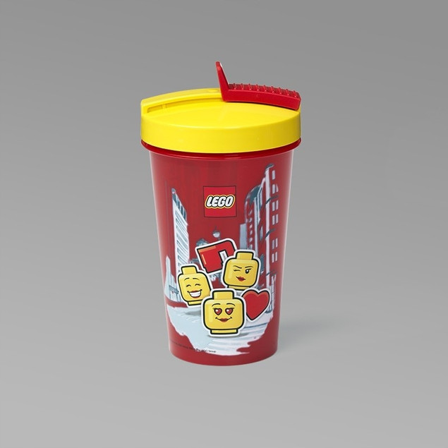 Bidon LEGO City 500 ml Czerwony z Chowaną Słomką – Bez BPA