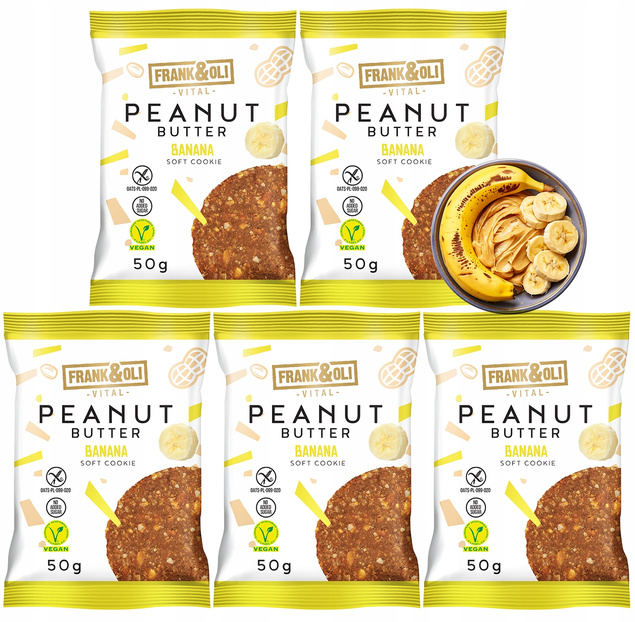 FRANK&OLI Ciastko Miękkie PASTA ORZECHOWA BANAN 50g x5