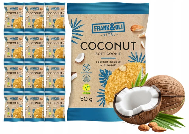 FRANK&OLI Ciasteczko Miękkie KOKOS MIGDAŁ Bez Cukru 50g x12