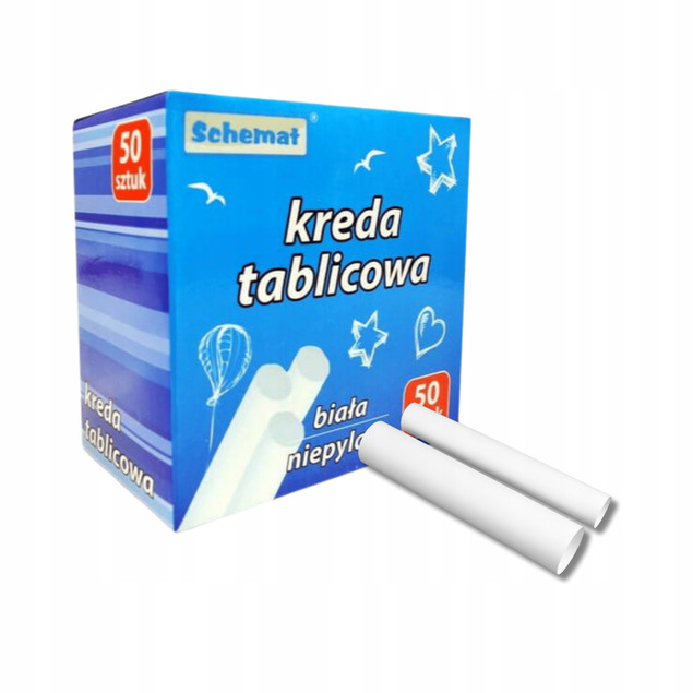 Kreda tablicowa Schemat 50 sztuk biała niepyląca do szkoły