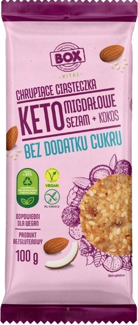 Frank&Oli Ciastko Kruche Keto Migdał Sezam Kokos Wegańskie Bez Cukru 120g