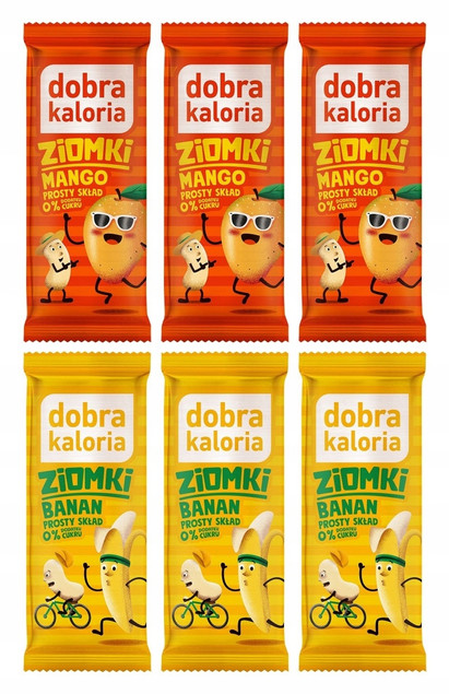 6x DOBRA KALORIA Zdrowy Baton MANGO i BANAN Orzechy Nerkowca Bez Cukru