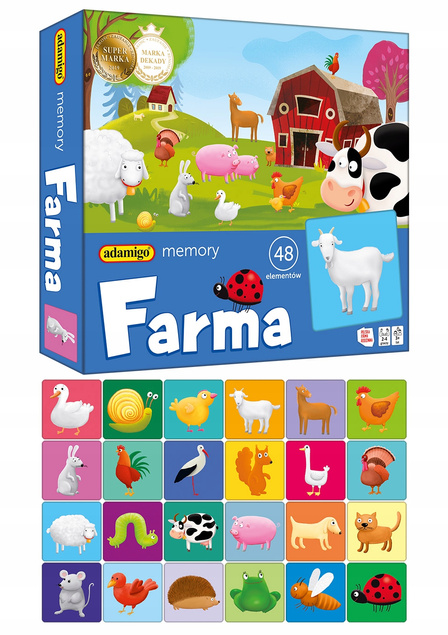 Memory FARMA Gra Pamięciowa Dla Dzieci Pamięć 3+ Adamigo 07875