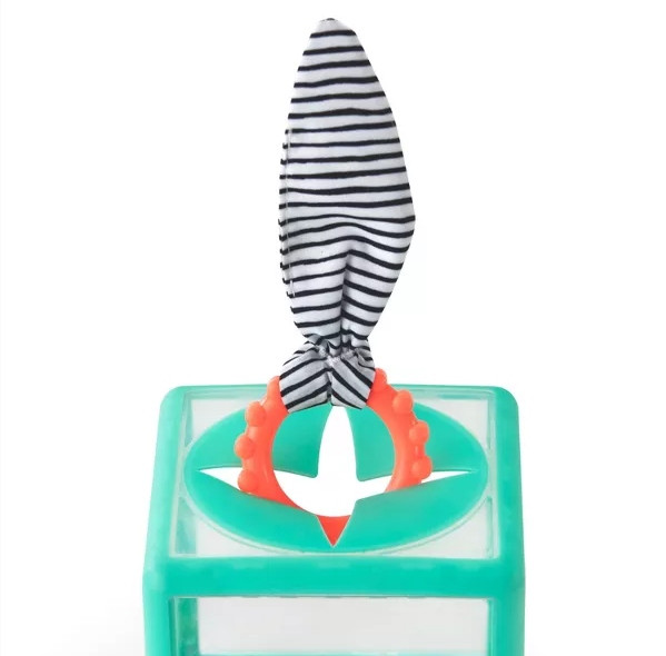 Sassy Kostka Sensoryczna Manipulacyjna Montessori Zielona z Krążkami 12m+
