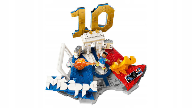 LEGO Editions 43013 Kylian Mbappé – Piłkarskie Moment 10; kolekcjonerski model 490 el.
