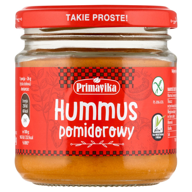Hummus Pomidorowy Bezglutenowy Primavika 160 g