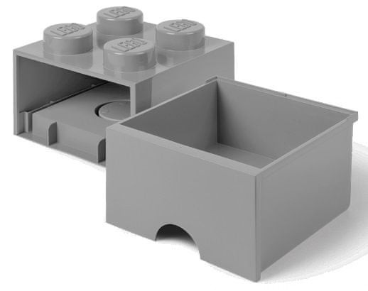 Pojemnik LEGO Brick 4 Szary z Szufladą na Klocki 40051740