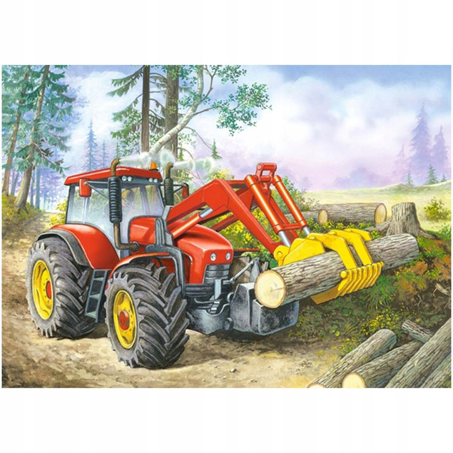 Puzzle 60 Układanka Dla Dzieci Auto Traktor Maszyna Las Wycinka 5+ Castor