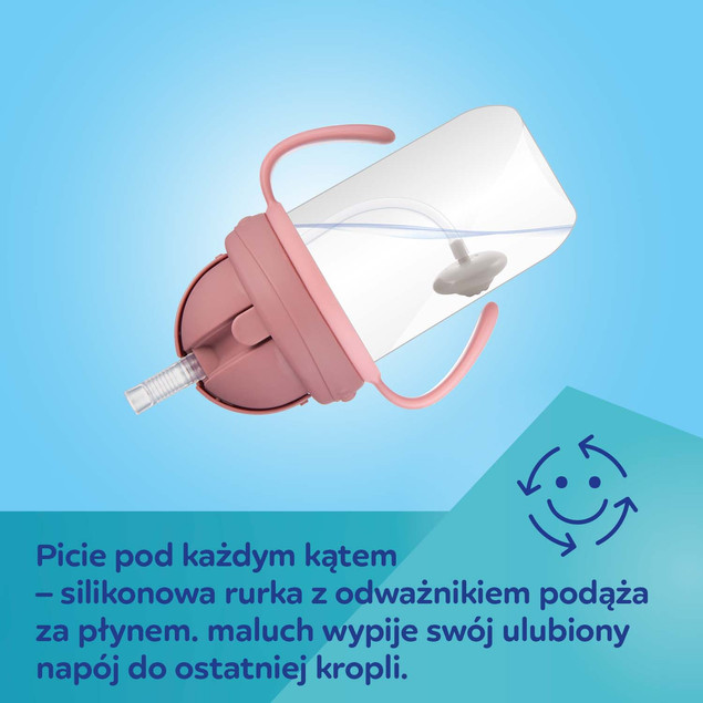 Canpol KUBEK NIEKAPEK Bidon z Obciążoną SŁOMKĄ 270 ml BONJOUR PARIS