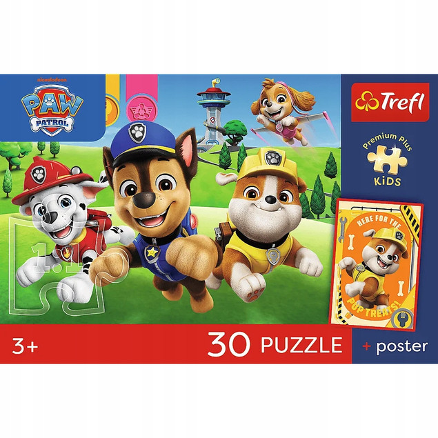 Trefl Puzzle 30 el. Psi Patrol "Psiaki w drodze" + Kolekcjonerski Plakat