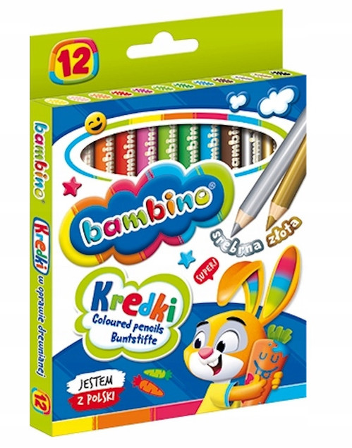 Grube kredki ołówkowe 14 kolorów Bambino