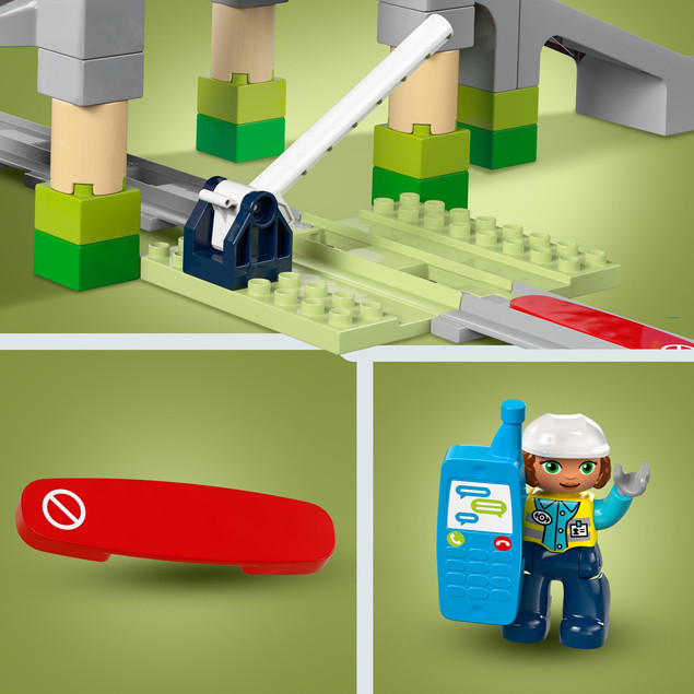 LEGO DUPLO 10426 Most kolejowy i tory – Zestaw rozszerzający dla dzieci 2+