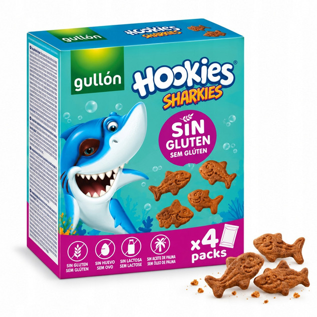 GULLON Ciasteczka Sharkies Rekiny Bezglutenowe 160 g - 4 x packs