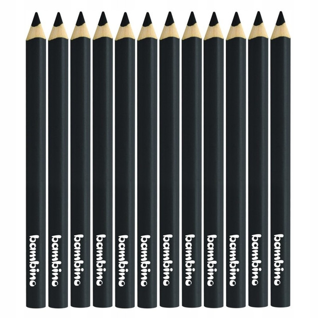 Kredki Trójkątne Grube CZARNE op. 12 Sztuk Bambino