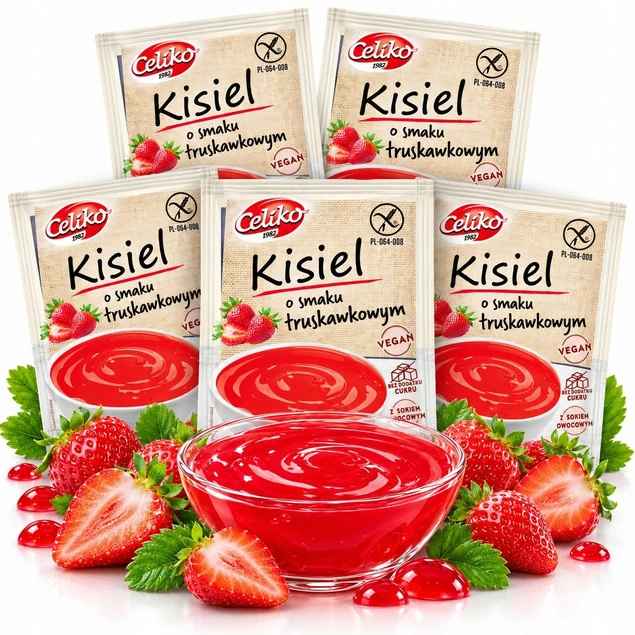 Kisiel Truskawkowy BEZ CUKRU Celiko bezglutenowy 5x40g
