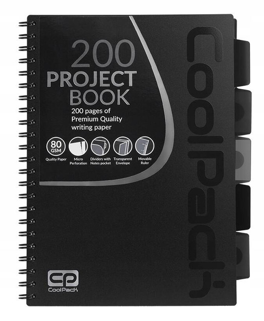 Kołozeszyt Zeszyt Brulion A4 Kratka 100 Kartek CZARNY CoolPack 94108