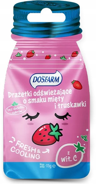 Drażetki bez cukru mięta truskawka z wit. C Dosfarm 15g