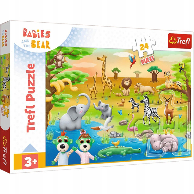 Puzzle Trefl 24 elementów Safari - Bobaski / KAZSTUDIO Bobaski i Miś