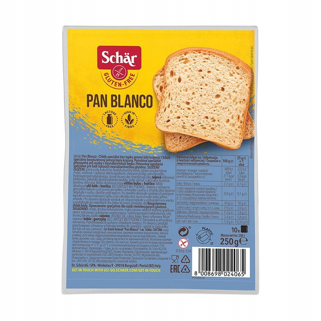 Chleb biały Schar Pan Blanco krojony bezglutenowy 250 g