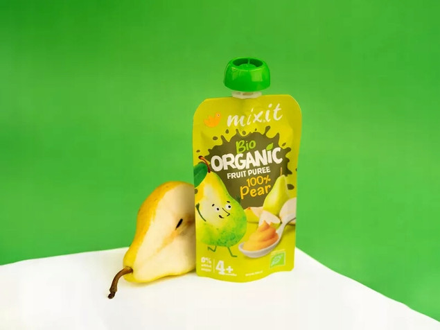 6x MIXIT BIO Mus Naturalny GRUSZKA Owocowy Bez Dodatku Cukru 100g 4M+