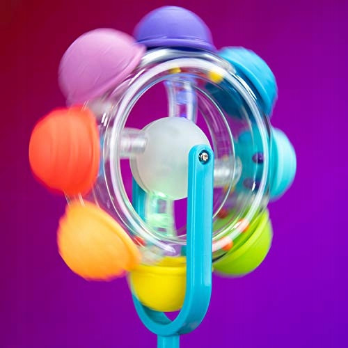 Grzechotka Sensoryczna Sassy Tęczowy Bębenek Światło i Dźwięk 6m+ z Przyssawką