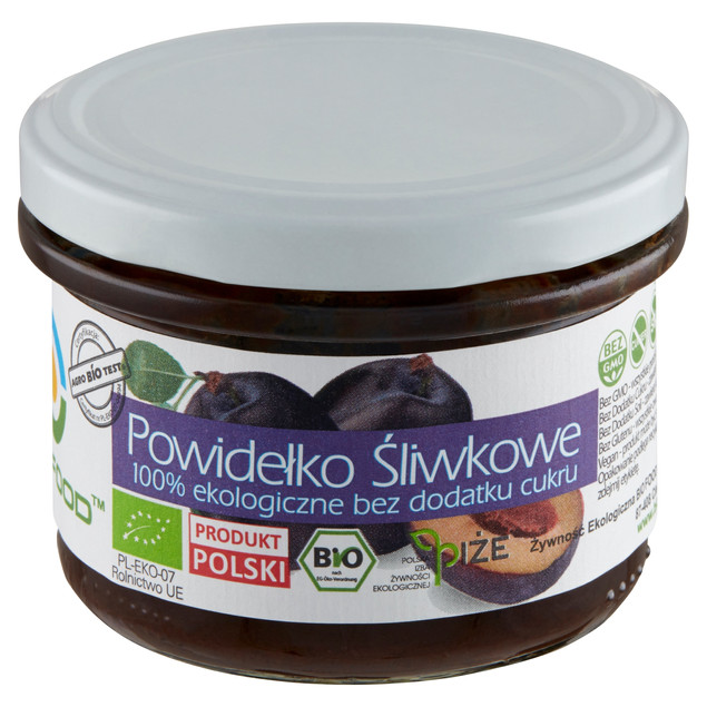 Powidełko Śliwkowe Bio Food Ekologiczne Bez Cukru 180g