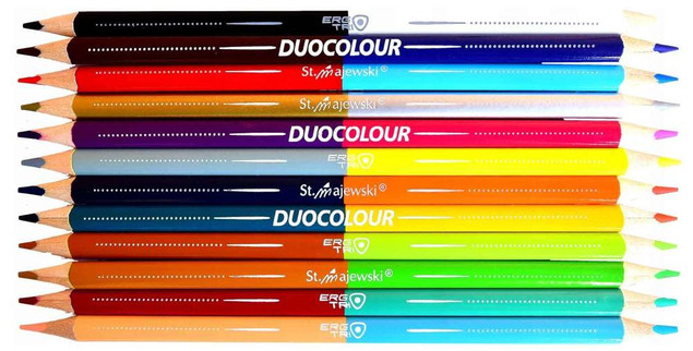             KREDKI TROJKATNE DWUSTRONNE 12SZT/24KOL             