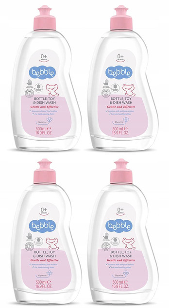 4x BEBBLE Płyn Do Mycia SMOCZKÓW BUTELEK NACZYŃ Dziecięcych Hipoalergiczny