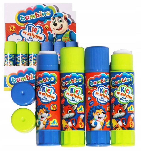4x Klej Szkolny W Sztyfcie 9g Wydajny Nie Marszczy Papieru Bambino