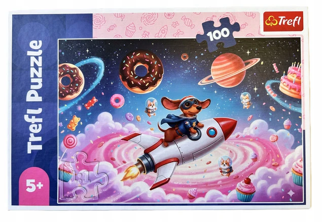 Puzzle Trefl 100 elementów JAMNIK NA RAKIECIE - Kosmiczna przygoda z psem dla dzieci