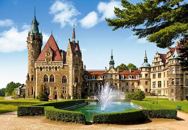 Puzzle 1500 Układanka Widok ZAMEK Moszna Ogród Park 9+ Castor