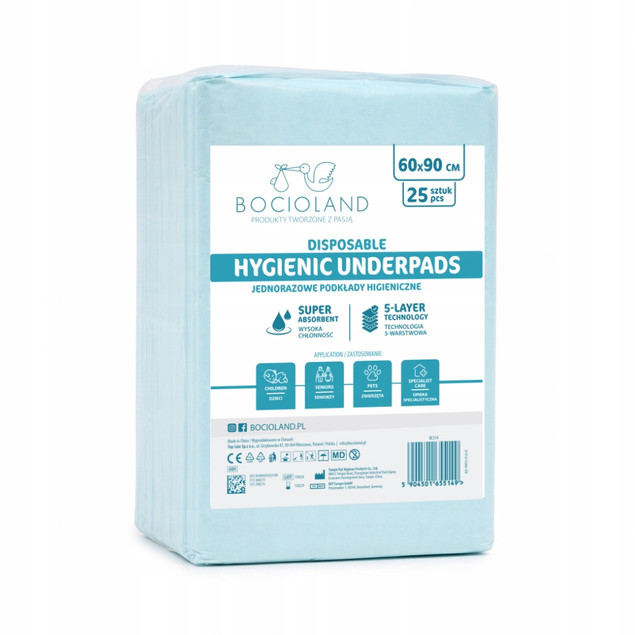 Bocioland podkłady higieniczne jednorazowe 60 x 90 cm 25 sztuk