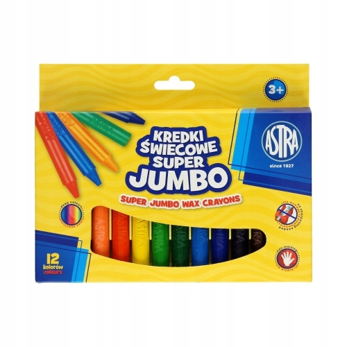 Kredki świecowe Super Jumbo 12 kolorów ASTRA