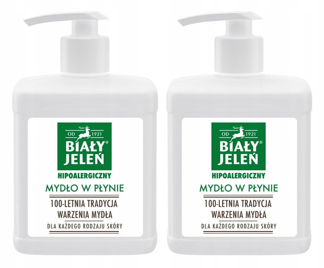2x Mydło W Płynie Biały Jeleń 500 ml Hipoalergiczne Naturalne Dozownik