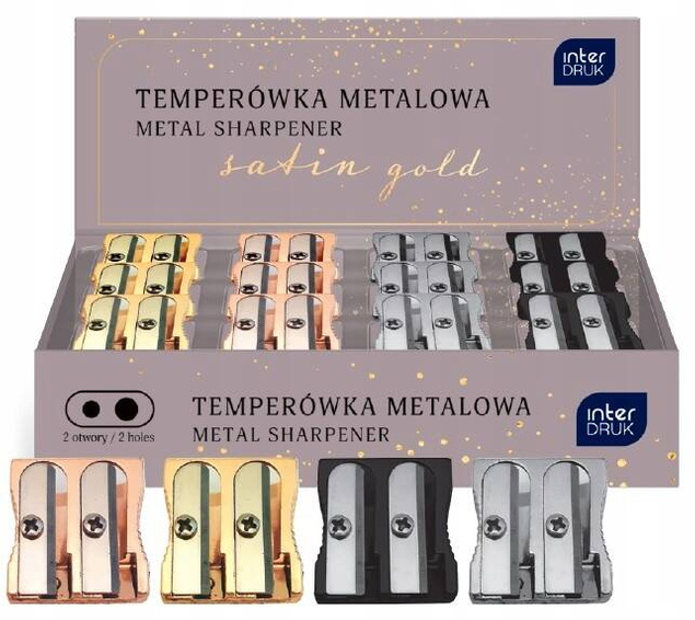 Temperówka Podwójna Metalowa Satynowa Interdruk