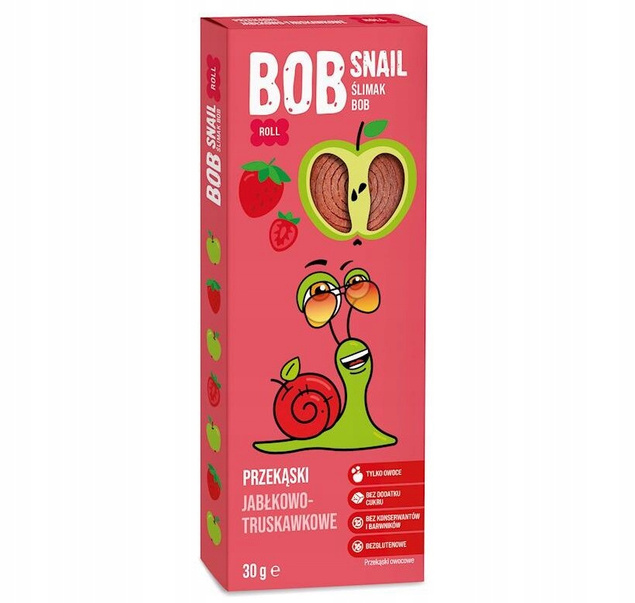 BOB SNAIL Przekąska Owocowa MIX SMAKÓW 30g x 10 Sztuk Bez Cukru i Glutenu