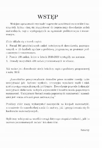 Zadania Maturalne na Dowodzenie z Matematyki – Poziom Podstawowy i Rozszerzony A. Toruńska, T. Masłowski
