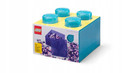 LEGO Pojemnik Klocek 4 Przezroczysty Brokat Jasnoniebieski 25 cm Organizer na Klocki 40090802