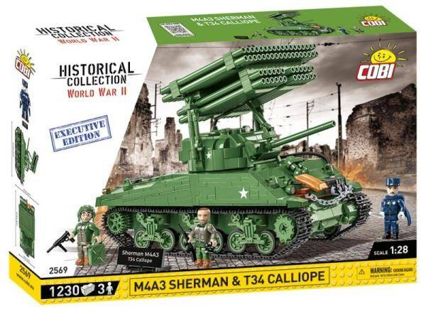 COBI 2569 Historical Collection WWII Czołg M4A3 Sherman & T34 Calliope 1230 klocków - Executive Editon