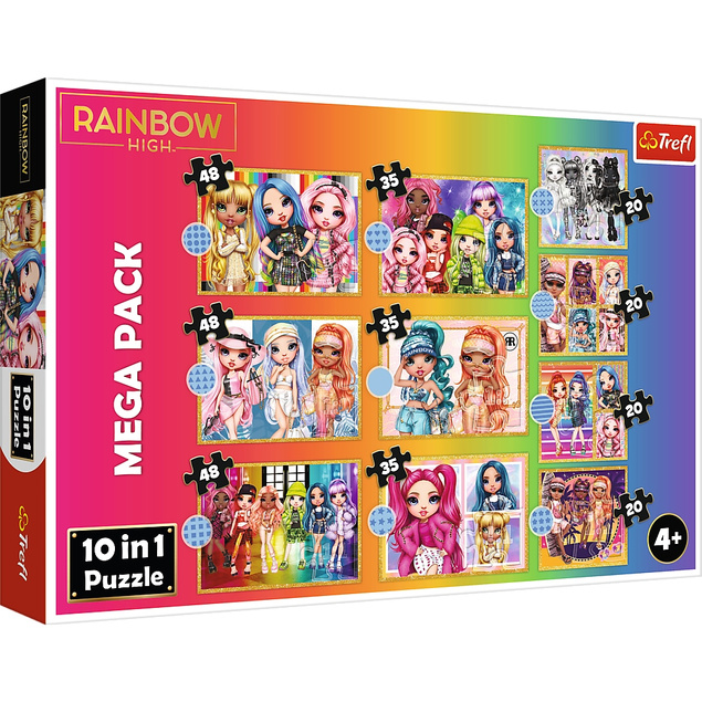 Puzzle 10w1 Układanka Lalki RAINBOW HIGH Lalka Kolory Dziewczynki 4+ Trefl