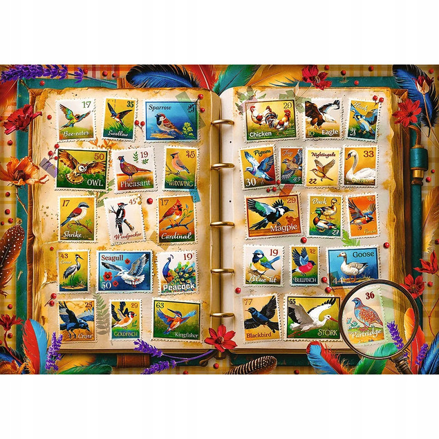 Trefl Puzzle 1000el. Kolekcja Znaczków: Atlas Ptaków (AI)