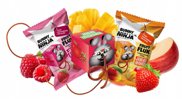 BUNNY NINJA Zdrowa Przekąska Owocowa FRUIT FLUK Bez Cukru MIX SMAKÓW x3