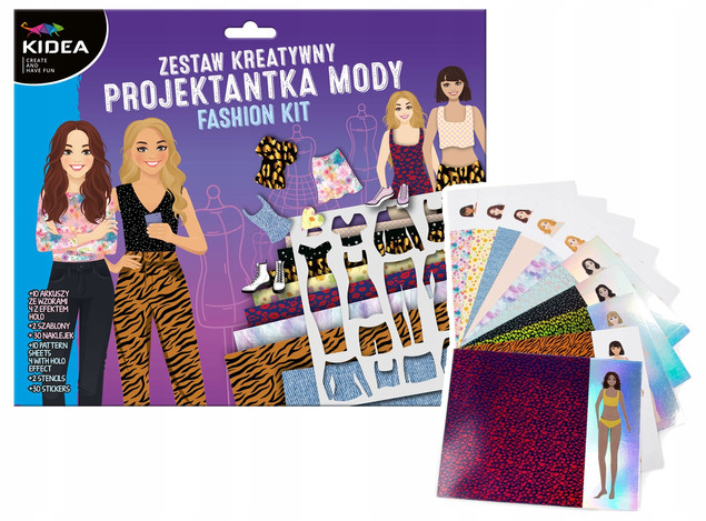 Zestaw Kreatywny PROJEKTANTKA Mody z Szablonami Fashion 10 Ark. 3+ Kidea