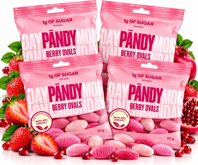 Żelki PANDY Poziomka Granat Bez Cukru Błonnikowe 4x50g