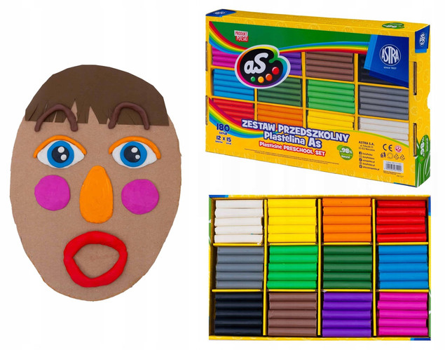 Plastelina Astra 180 sztuk 12 kol. zestaw dla przedszkoli 