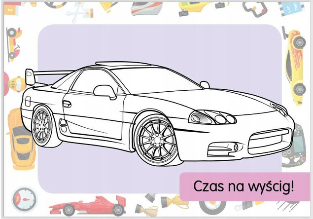 Kolorowanka z tatuażami. Samochody wyścigowe
